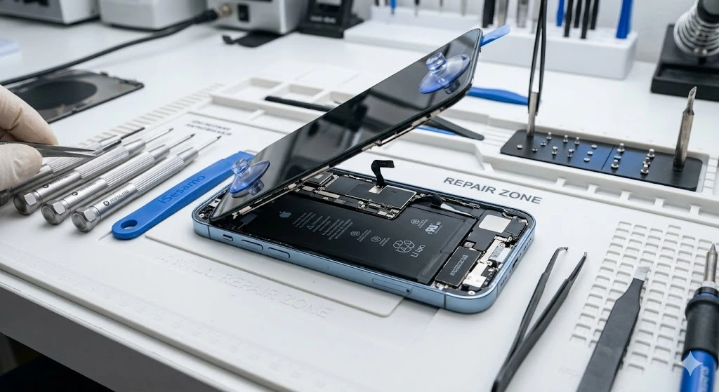 Batteria iPhone gonfia che spinge lo schermo - intervento in laboratorio