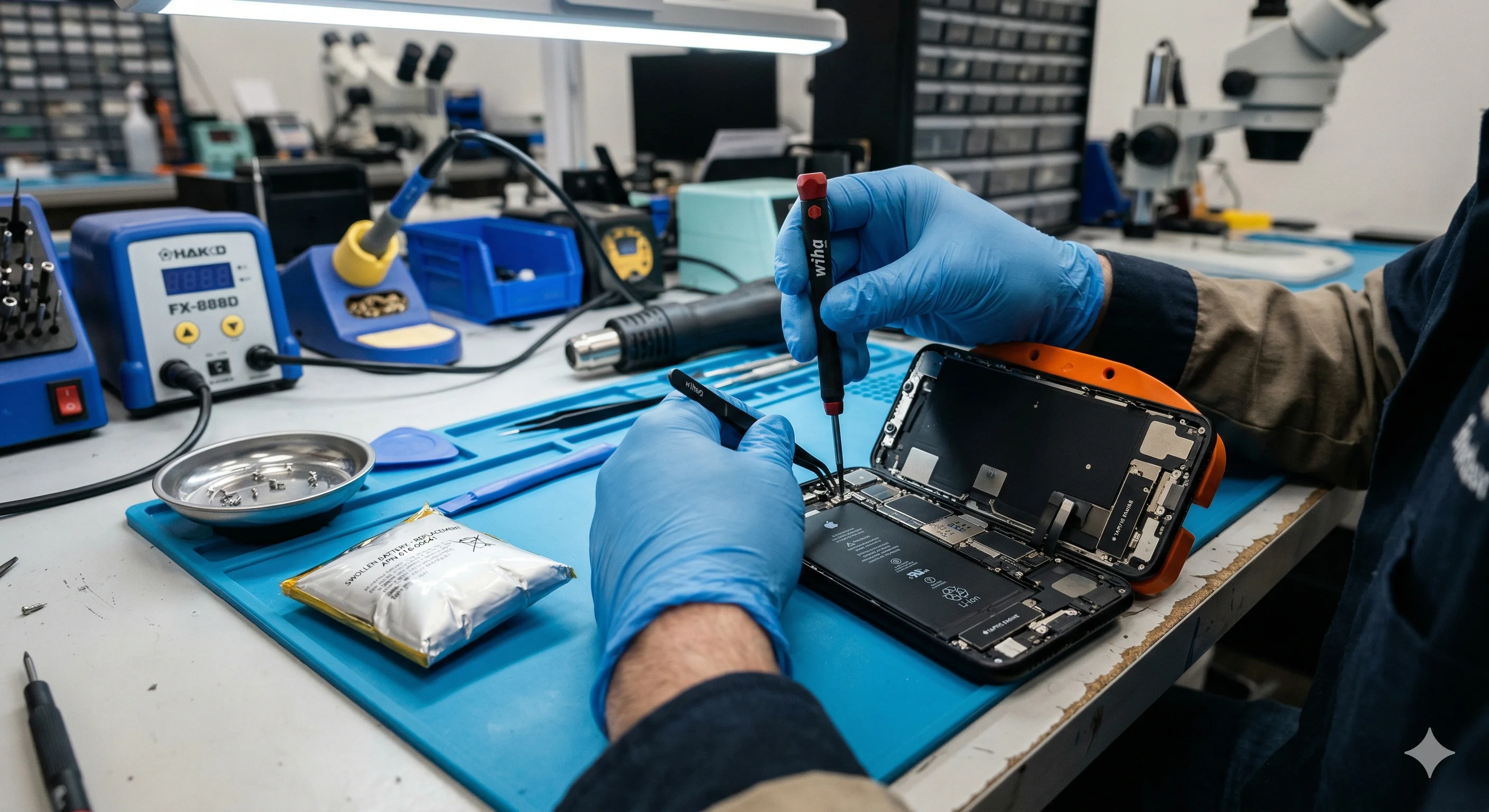 Sostituzione batteria iPhone 15 nel laboratorio di Torino